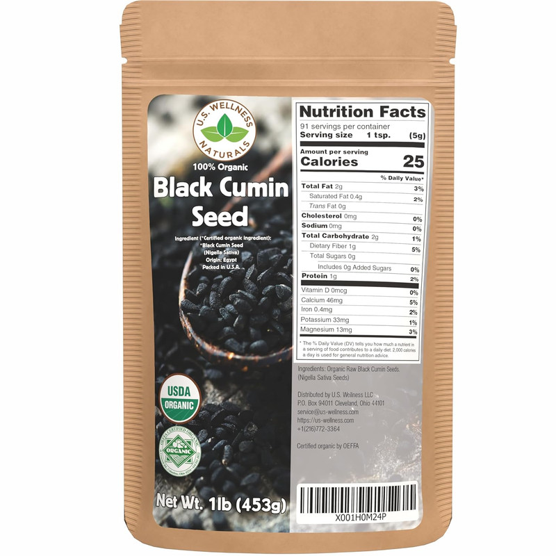 Black Cumin Seed 1Lb (16Oz) (Bulk Nigella Sativa): 100% USDA Certified ORGANIC B
