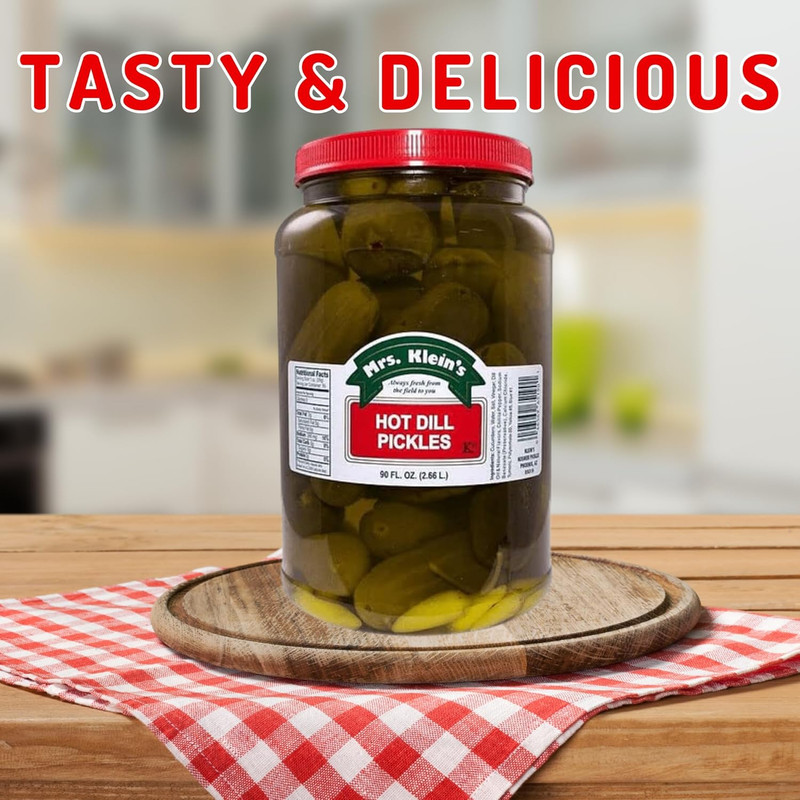 Mrs. Kleins Hot Dill Pickles Spicy Pickles Bold Dill Pickle Snack Made with Natu gallery