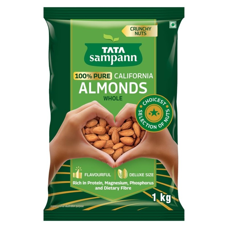 Tata Sampann California Almonds 1kg | Premium Whole Badam | Protein & Fiber Rich