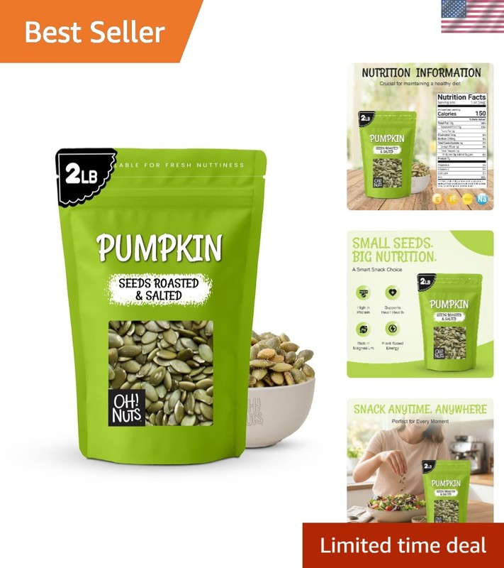 Pumpkin Seeds – Roasted Salted – 2 lb – No Shell Pepitas – Packed in New York…