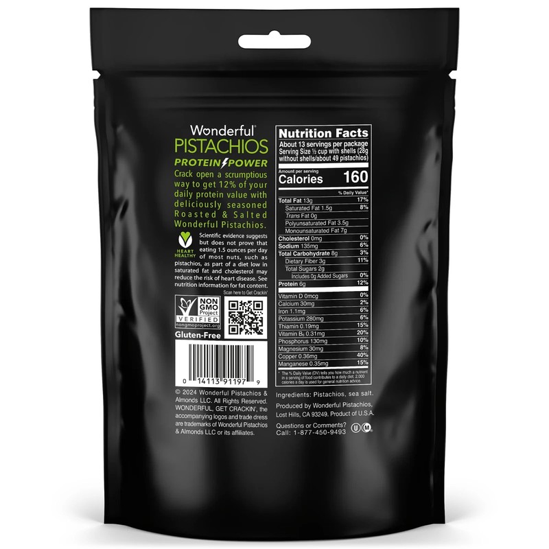 Wonderful Pistachios In-Shell Roasted & Salted Nuts, 24 Ounce Bag gallery