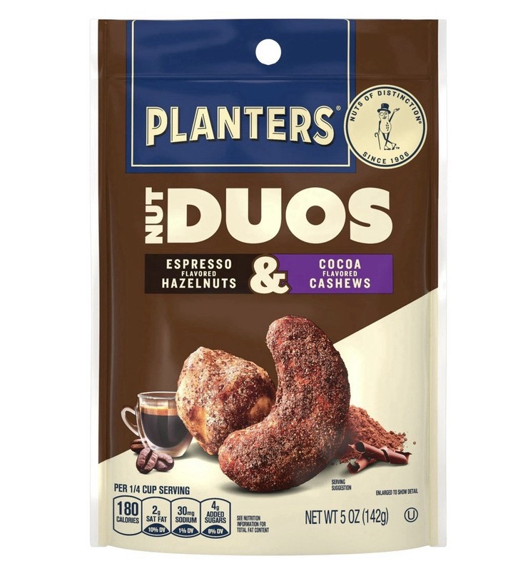 Planters Nut Duos Espresso Hazelnut & Cocoa Cashew Mixes Nuts, 5oz, Resealable