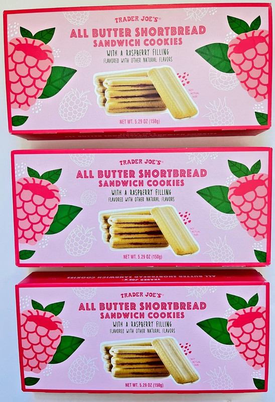 3X Packs Trader Joe’s All Butter Shortbread Sandwich Cookies Raspberry Filled