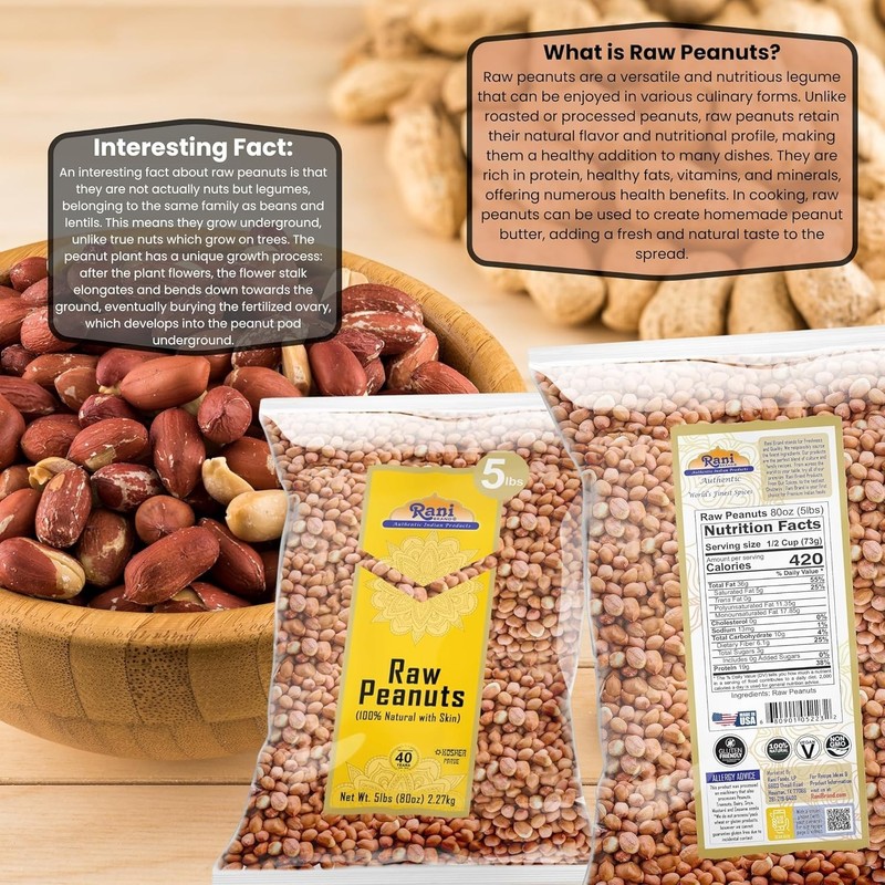 Rani Raw Whole Peanuts - All Natural, , Kosher 5lbs for Healthy Cooking gallery