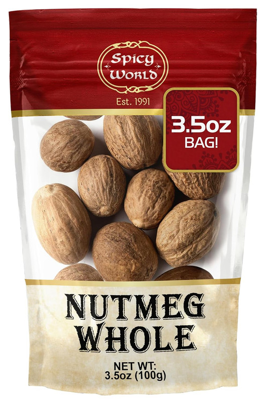 Nutmeg Whole 3.5Oz (100G) – Premium Grade from Indonesia, Pure, Natural, Gluten