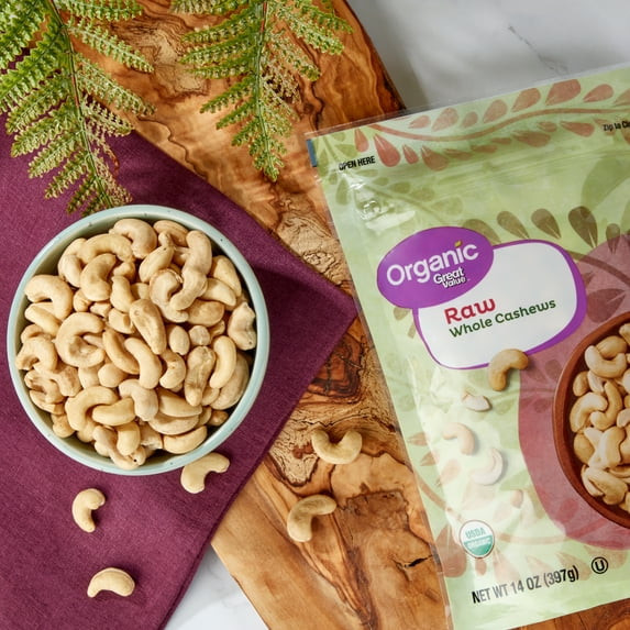 Great Value Organic Raw Whole Cashews 14 oz USDA Organic Protein Snack gallery