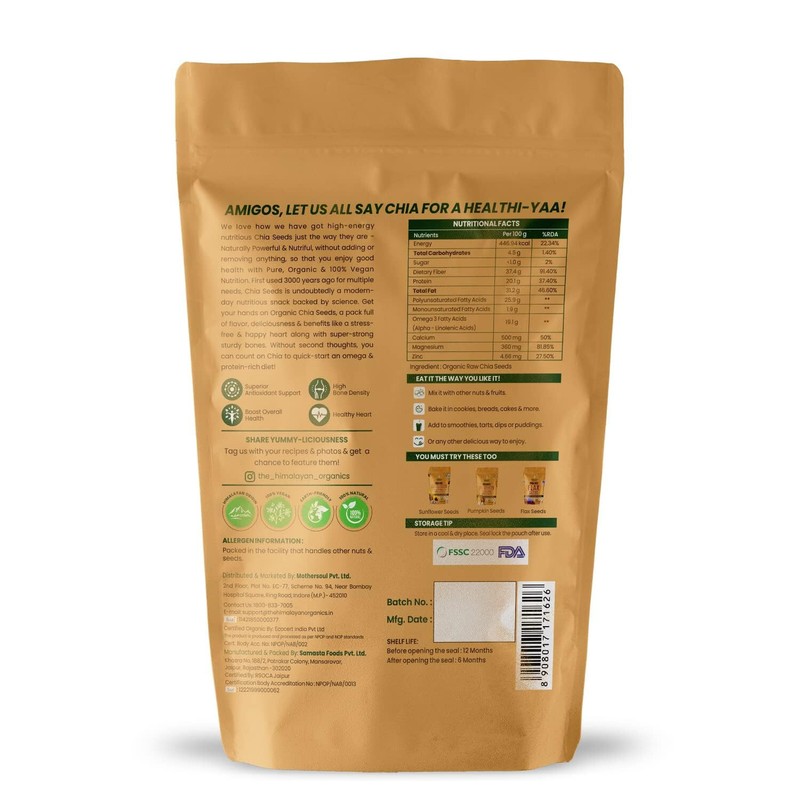 Himalayan Organics Certified Organic Chia Seeds 200g FS gallery