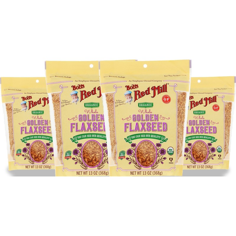 Organic Whole Golden Flaxseed By Bob'S Red Mill 13 Oz Seeds Beans 4 Pack