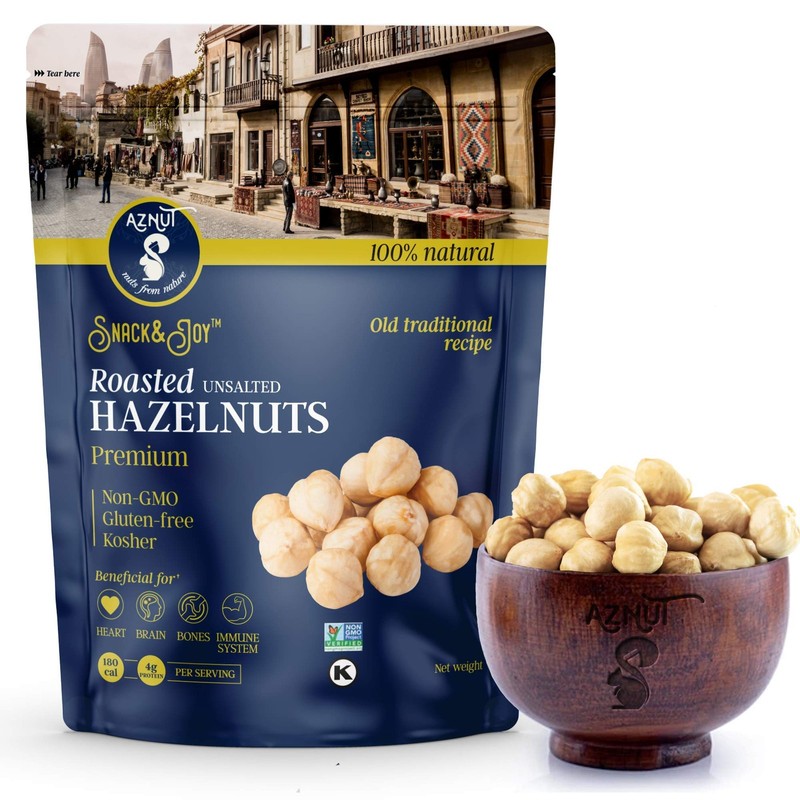 Roasted Hazelnuts Natural NonGMO Certified Unsalted, Dry Roasted, Kosher, 16 oz