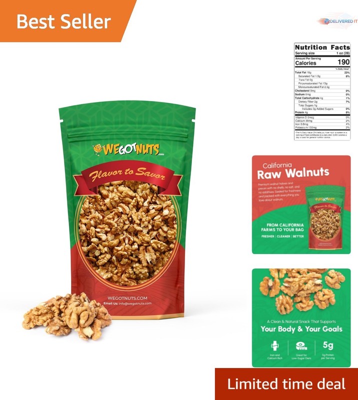 Raw Walnuts 3LB Unsalted Chopped P halves Resealable Kosher Snack Baking