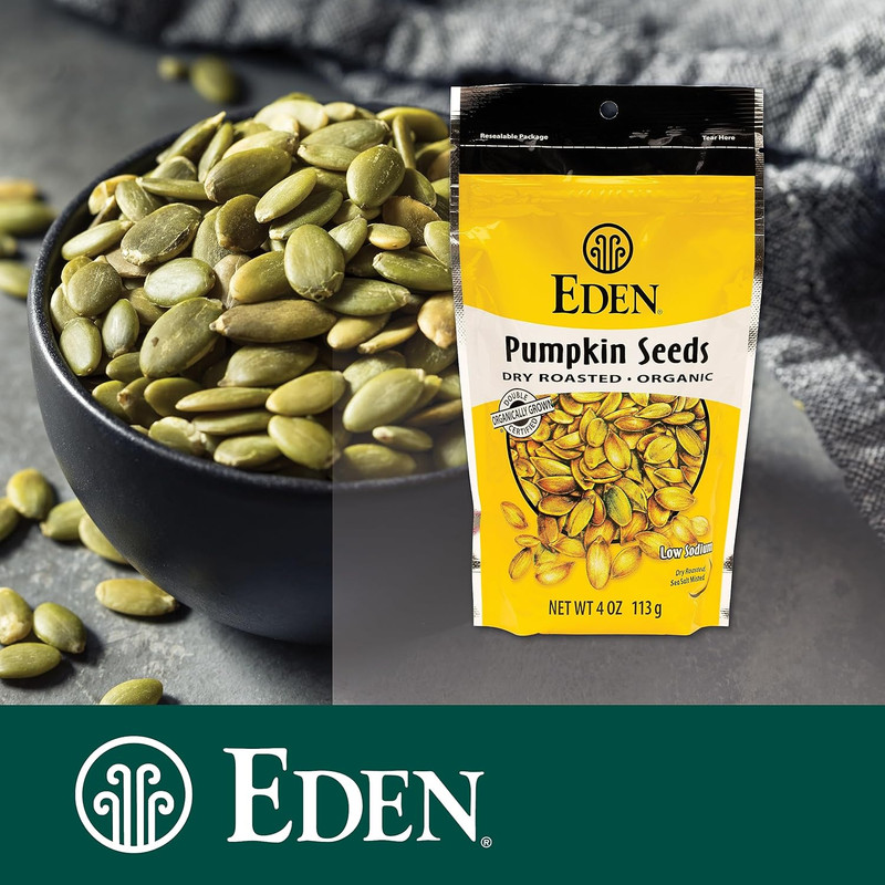 Eden Organic Pumpkin Seeds, Shelled, Dry Roasted and Lightly Sea Salted, to Eat, gallery