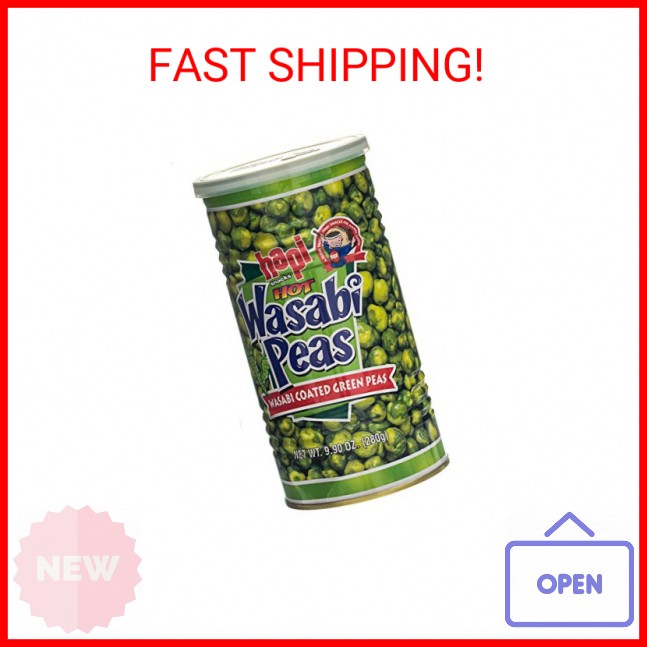 Hapi Hot Wasabi Peas, 9.9 Ounce Tins (Pack of 4)