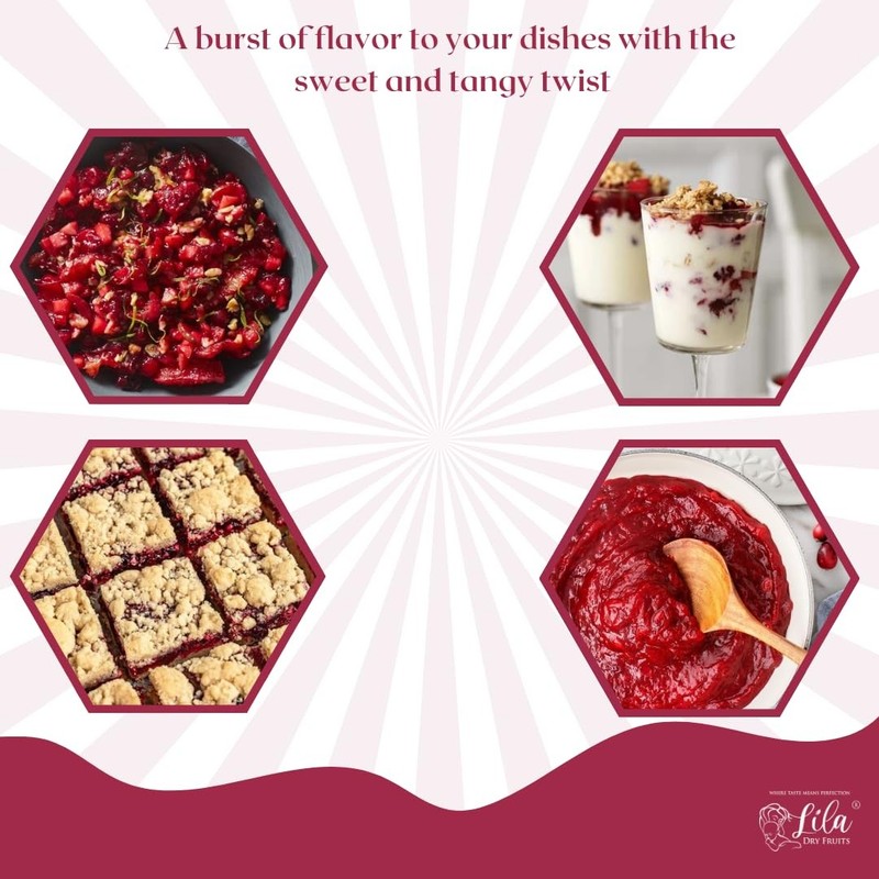 Lila Dry Fruits Cranberries 500g | Premium Californian Sweetened Dried Snack gallery