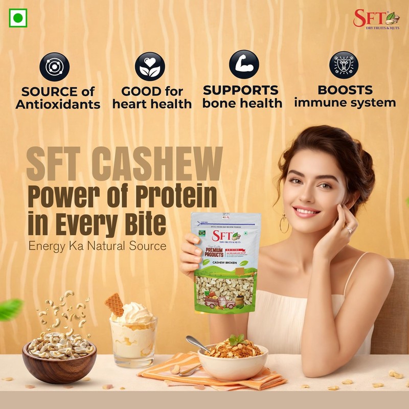 SFT Broken Cashews 200g | Premium Gluten-Free Kaju Plant Protein Dry Fruit Pack gallery