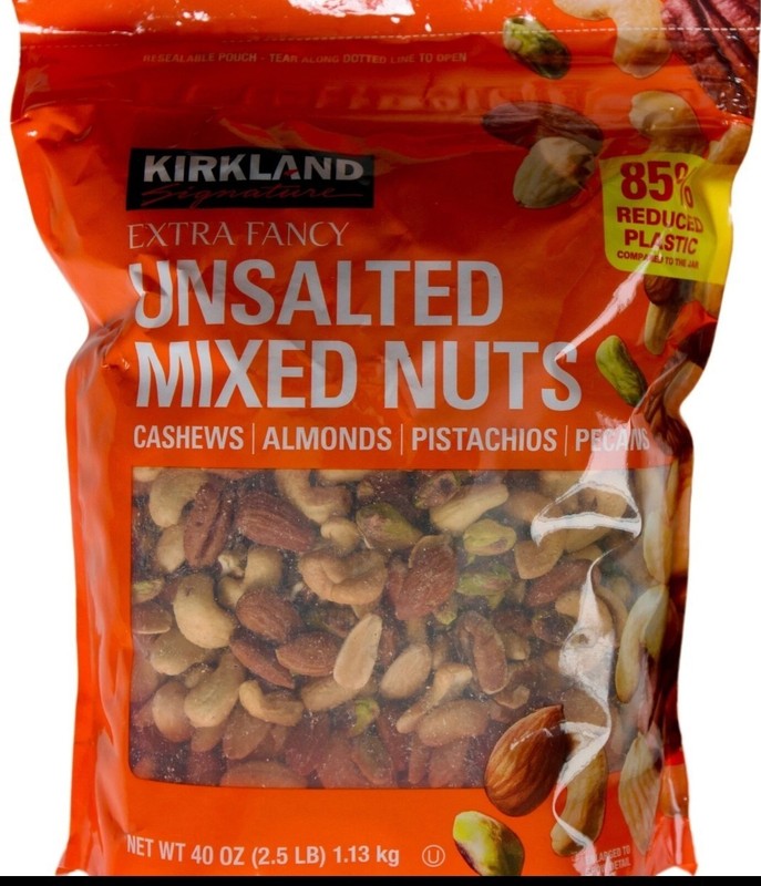 Kirkland Signature Extra Fancy Unsalted Mixed Nuts Cashews Pistachios, 40 Ounce gallery