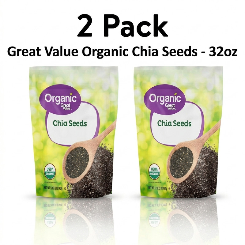 (2 Pack) Great Value Organic Chia Seeds 32 oz(907)g USDA Organic – 32 oz
