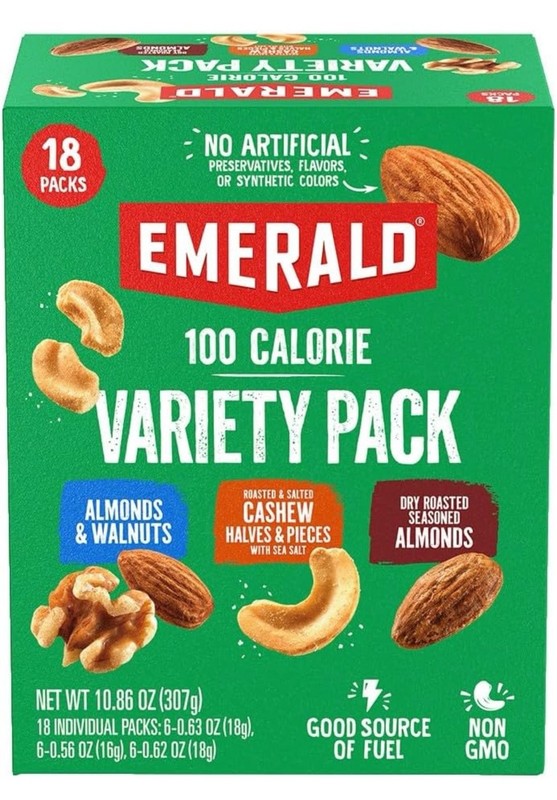 Emerald Nuts 18-Pack | 100-Calorie Almonds, Cashews & Walnuts Variety