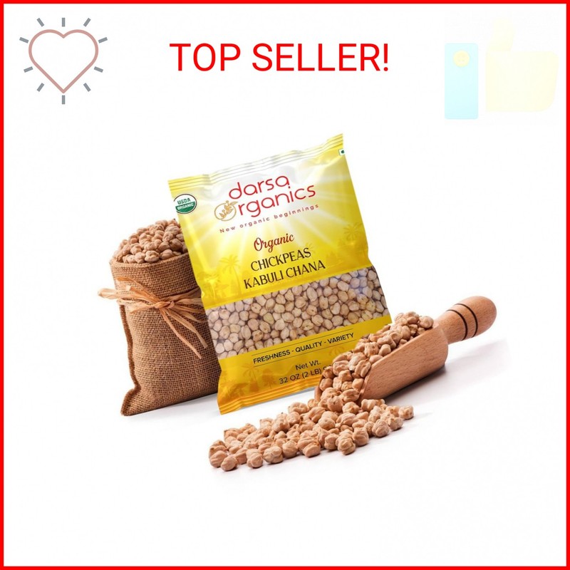 Darsa Organics Garbanzo Beans Chickpeas 2lbs, USDA Organic certified dried Chick