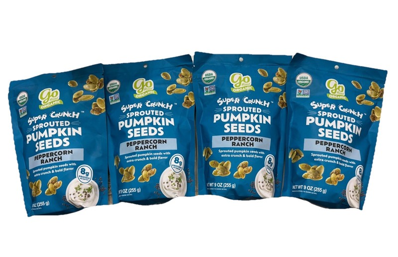 Go Raw Organic Super Crunch Sprouted Pumpkin Seeds- Peppercorn Ranch (Pack Of 4)
