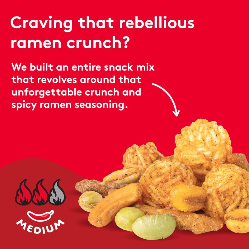 Snak Club Hot & Spicy Ramen Flavored Snack Mix, Crunchy Ramen Pieces, Toasted... gallery