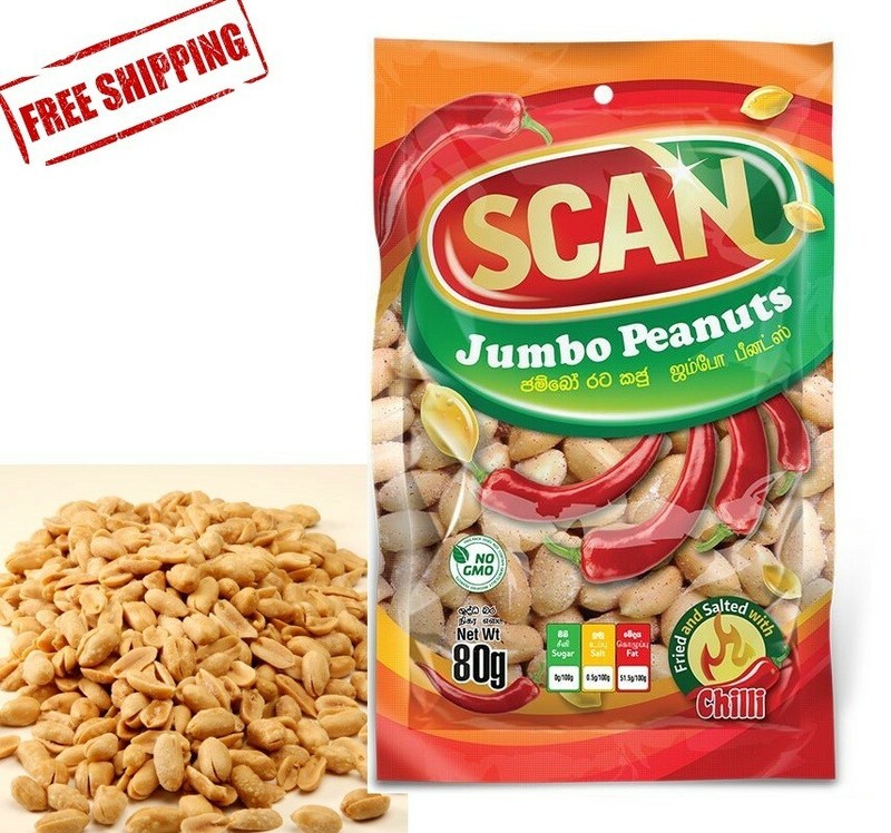 SCAN Jumbo Peanuts Fried and Chilli With Salted 80g|100% Natural FREE SHIPPING
