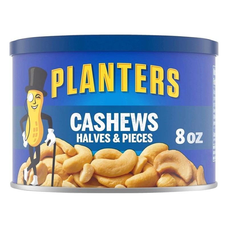 PLANTERS Salted Cashew Halves & Pieces, Party Snacks, Plant-Based Protein 8oz