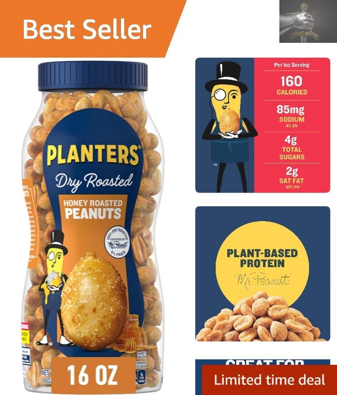 Enjoy Plant-Based Protein Packed Honey Roasted Peanuts, 16oz Resealable Jar