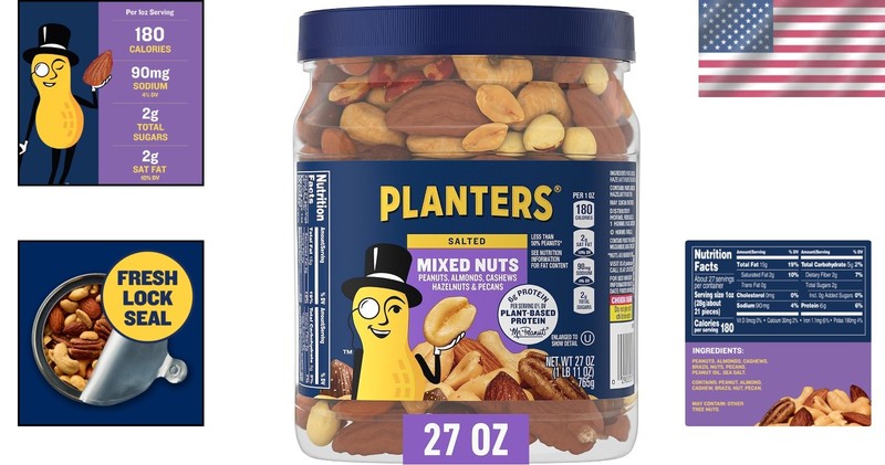 Salted Mixed Nuts, 27 oz Resealable Jar - Nutritious Snack with Kosher . gallery