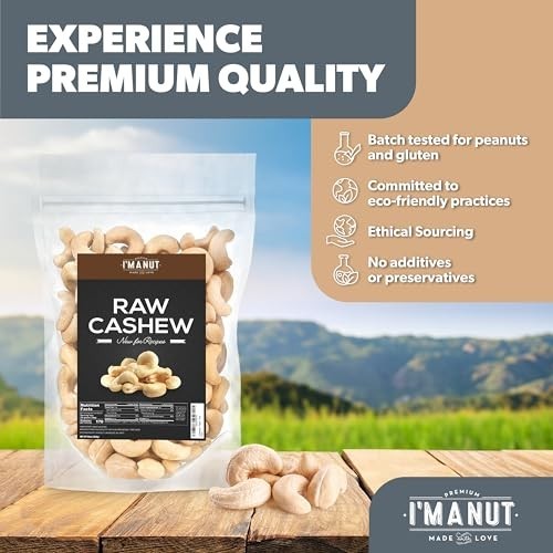 Premium Raw Cashews 48oz - Non-GMO, Gluten Free, Unsalted, Resealable Pouch for gallery