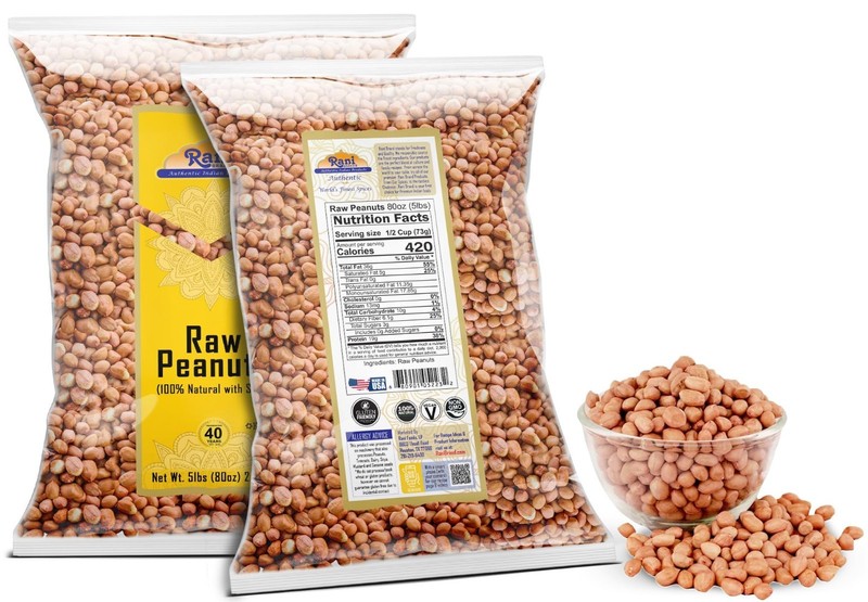 Raw Whole Peanuts with Skin 80oz (5lbs) - All Natural, Vegan, Kosher, Gluten-Fre gallery