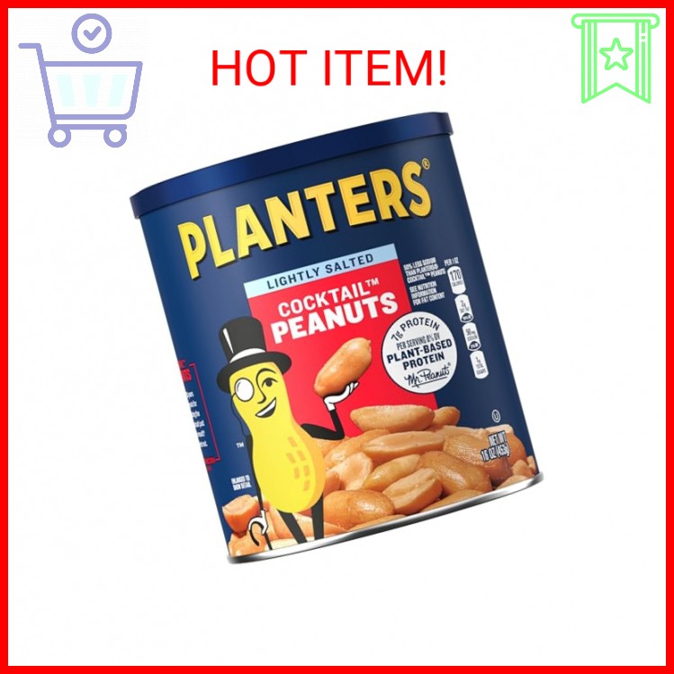 PLANTERS Dry Roasted Peanuts, Plant-Based Protein, Lightly Salted, Peanut Snack, gallery