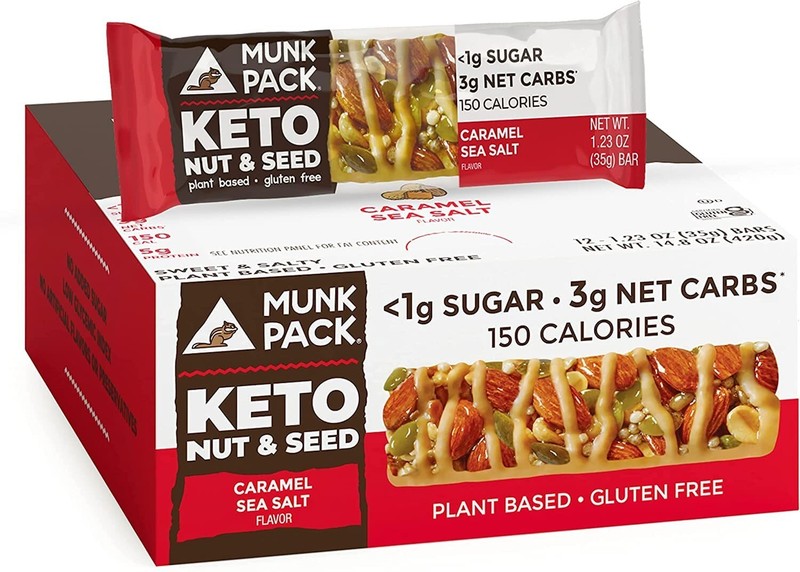 Munk Pack Keto Nut & Seed Bar | Low Carb Keto & Plant Based Snacks (12 Bars)