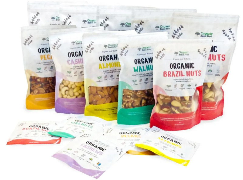 Organic Nuts, Raw, Whole & Unsalted MIX 1 OZ 5 BAGS