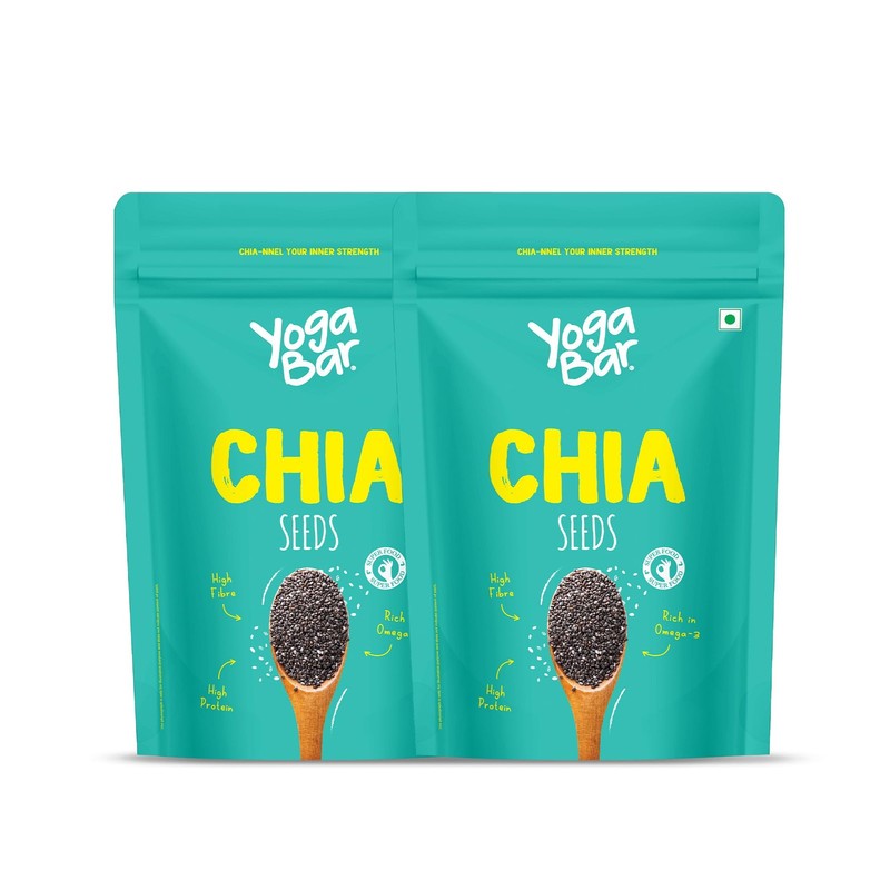 Yogabar Chia Seeds 1kg (2x500g) | Calcium, Iron, Zinc | Healthy Snacks