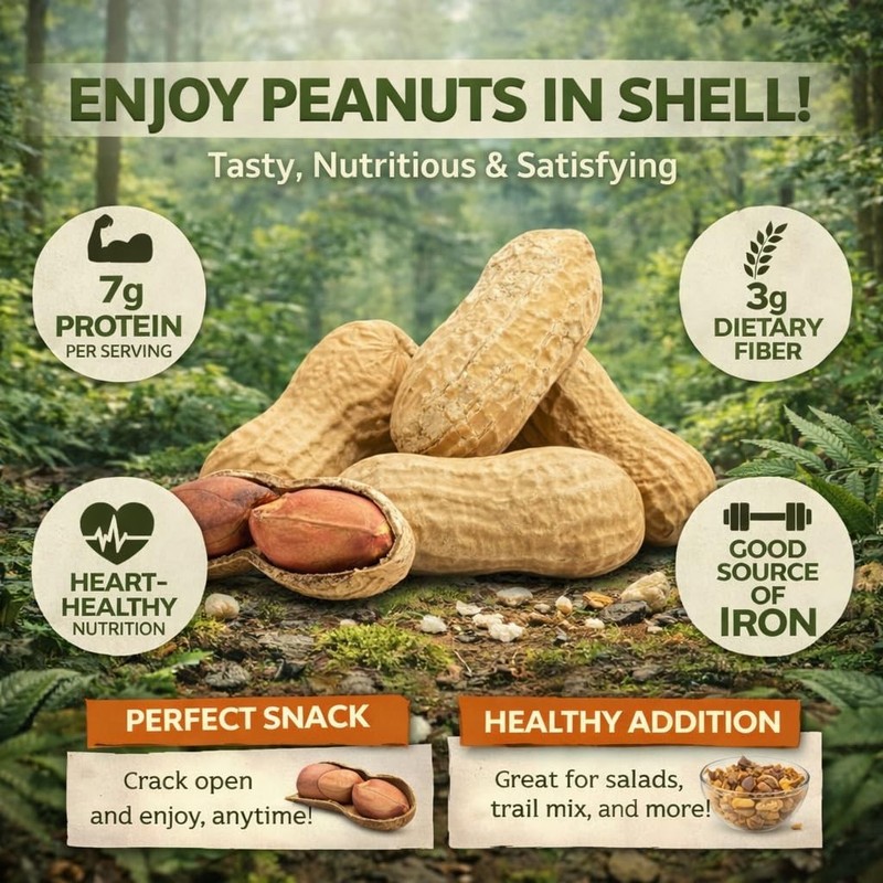 Bulk Unsalted Roasted Peanuts in Shell | 1 LB Healthy Snack | Perfect for Office gallery