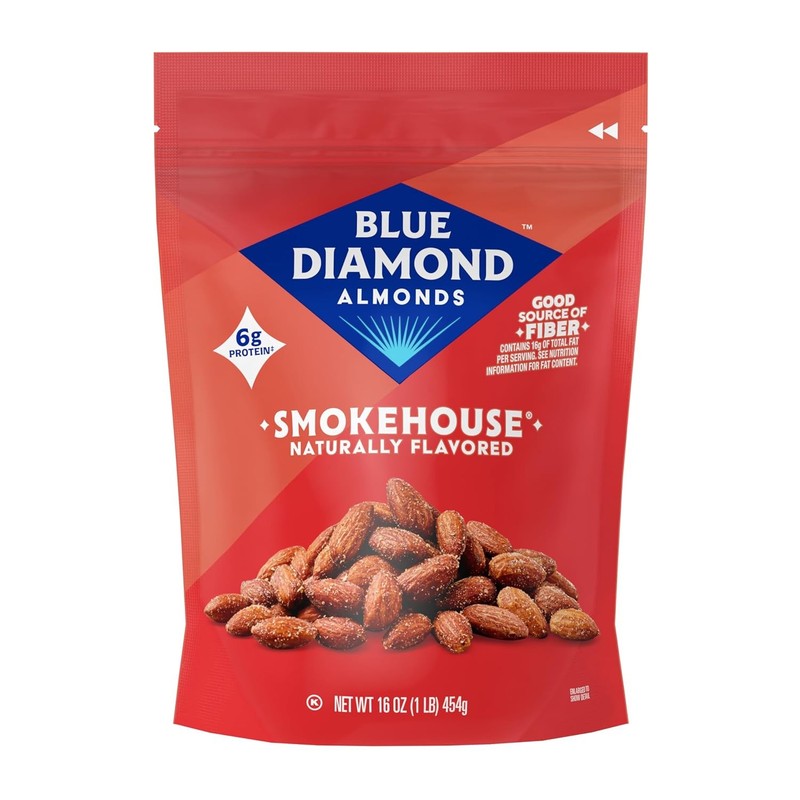 Blue Diamond Almonds Gluten Free Smokehouse Flavored Snack Nuts, 16 Oz Resealabl