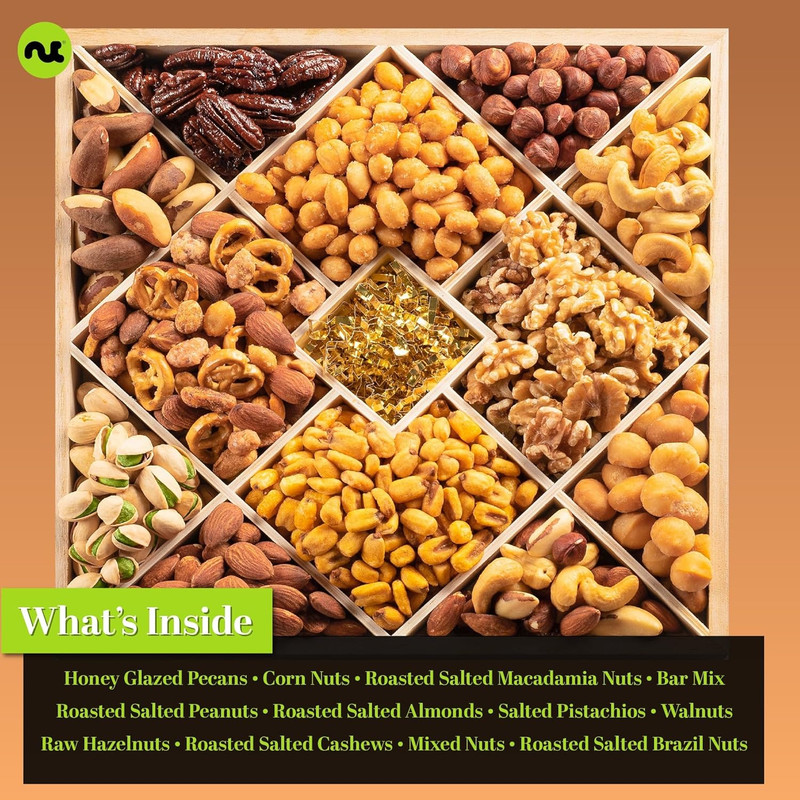 Gourmet Collection - Holiday Christmas Mixed Nuts Gift Basket 12 Assortments gallery