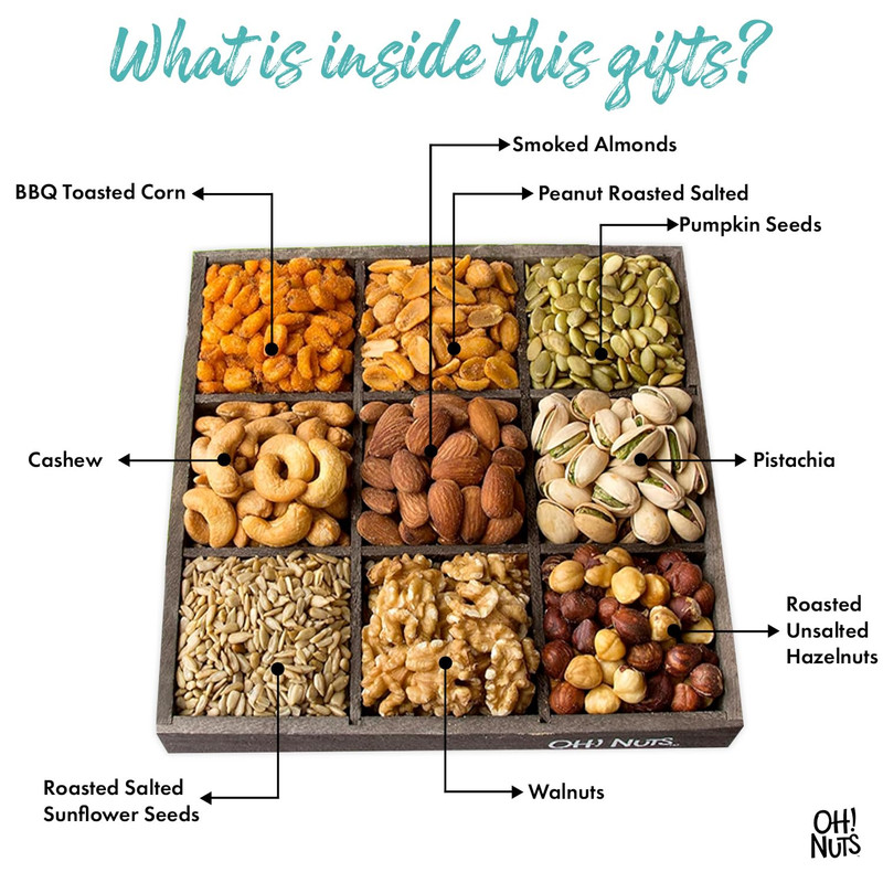 Oh! Nuts 9 Variety Nuts Gift Basket - Healthy Gift Baskets - Gourmet Assorted Nu gallery