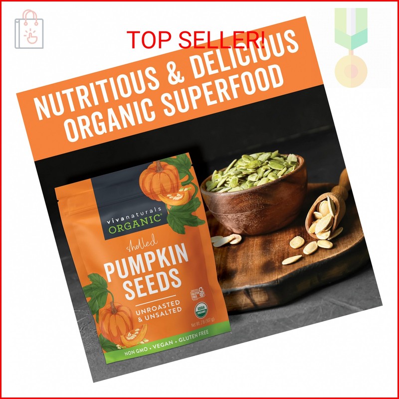 Viva Naturals Organic Pumpkin Seeds, 2 lb (32 oz, 907 g) – Shelled, Unroasted, U gallery