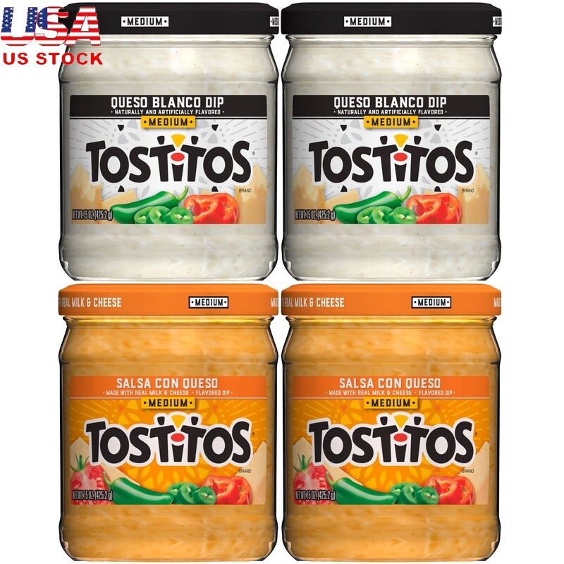 4 Pack Dip & Salsa Variety Pack 15oz Glass Jars Perfect Parties Sharing Durable