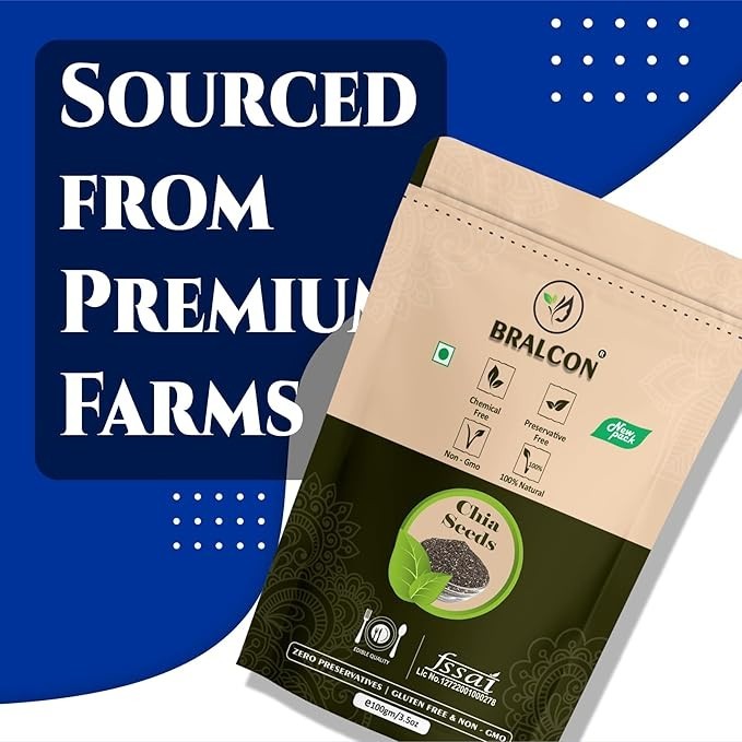BRALCON Raw Unroasted Pure & Natural Chia Seeds - 100gm gallery