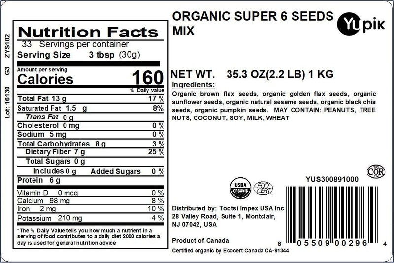 Organic Super 6 Seeds Mix, 2.2 lb 35.2 oz, GMO-Free, Kosher, , Rich in Fiber,... gallery