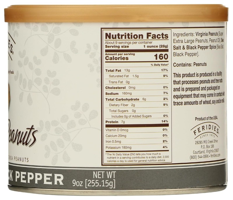 FERIDIES Sea Salt and Black Pepper Super Extra Large Virginia Peanuts 9oz Can gallery