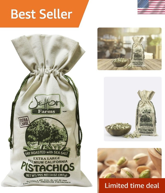 California Pistachios in Burlap Bag – 14oz Dry Roasted with Sea Salt