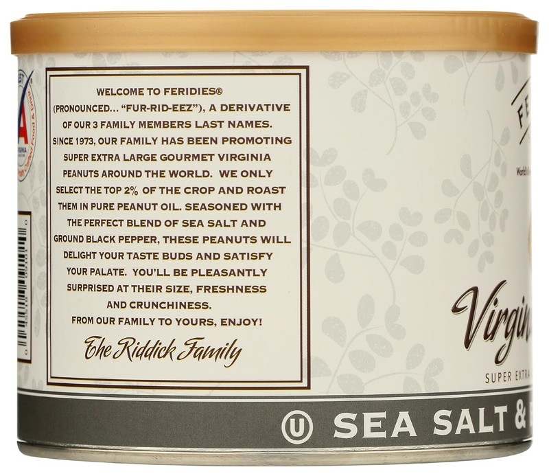 FERIDIES Sea Salt and Black Pepper Super Extra Large Virginia Peanuts 9oz Can gallery
