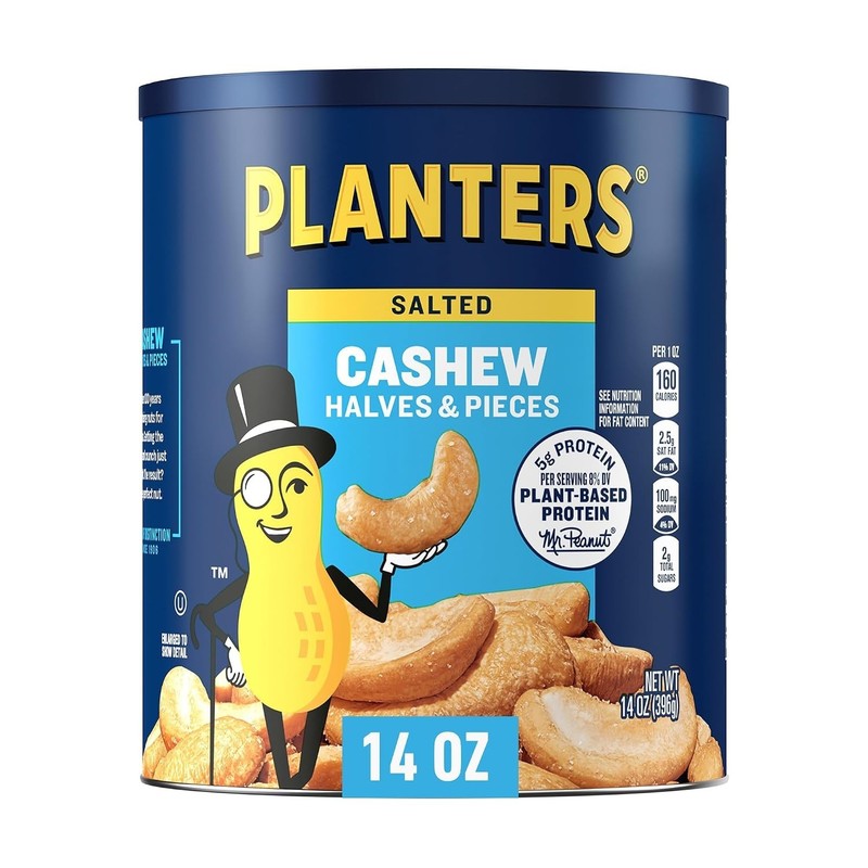 Savory 14 Oz Salted Cashew Halves - Ideal for Snacking or Gameday Treats gallery