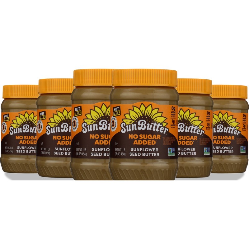 Sunbutter Sunflower Seed Butter No Sugar Added 16 Ounce Jar Seeds Oz 6 Pack