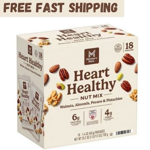 Member's Mark Heart Healthy Nut Mix Multipack, 1.4 oz., 18 pk Fast Dispatch