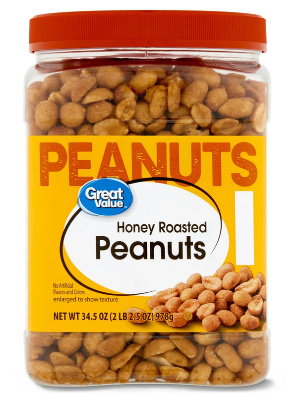 Great Value Honey Roasted Peanuts, 34.5 oz