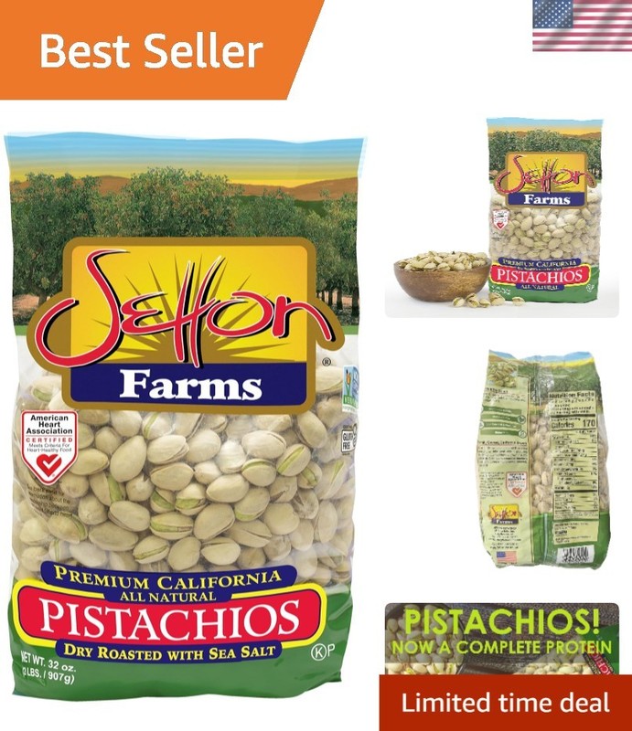 32oz Roasted Pistachios - Dry Roasted & Sea Salt, Plant-Based Delight